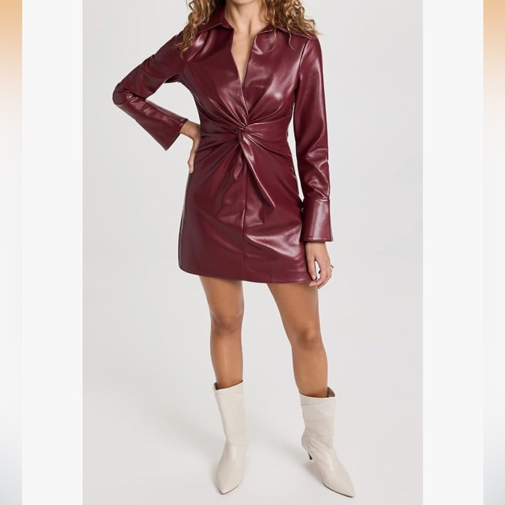 Cinq a sept Red Faux Leather Dress